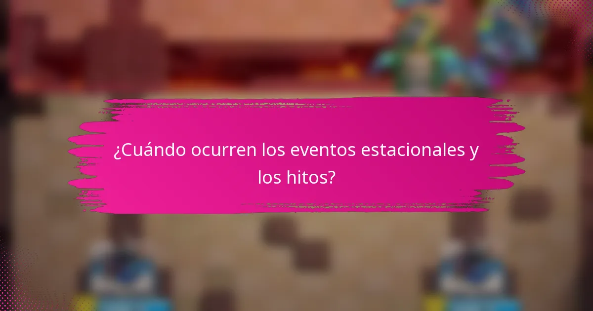 ¿Cuándo ocurren los eventos estacionales y los hitos?